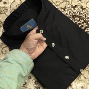 ১০০% কটন ধুতি কালো পাঞ্জাবী কোড=02
